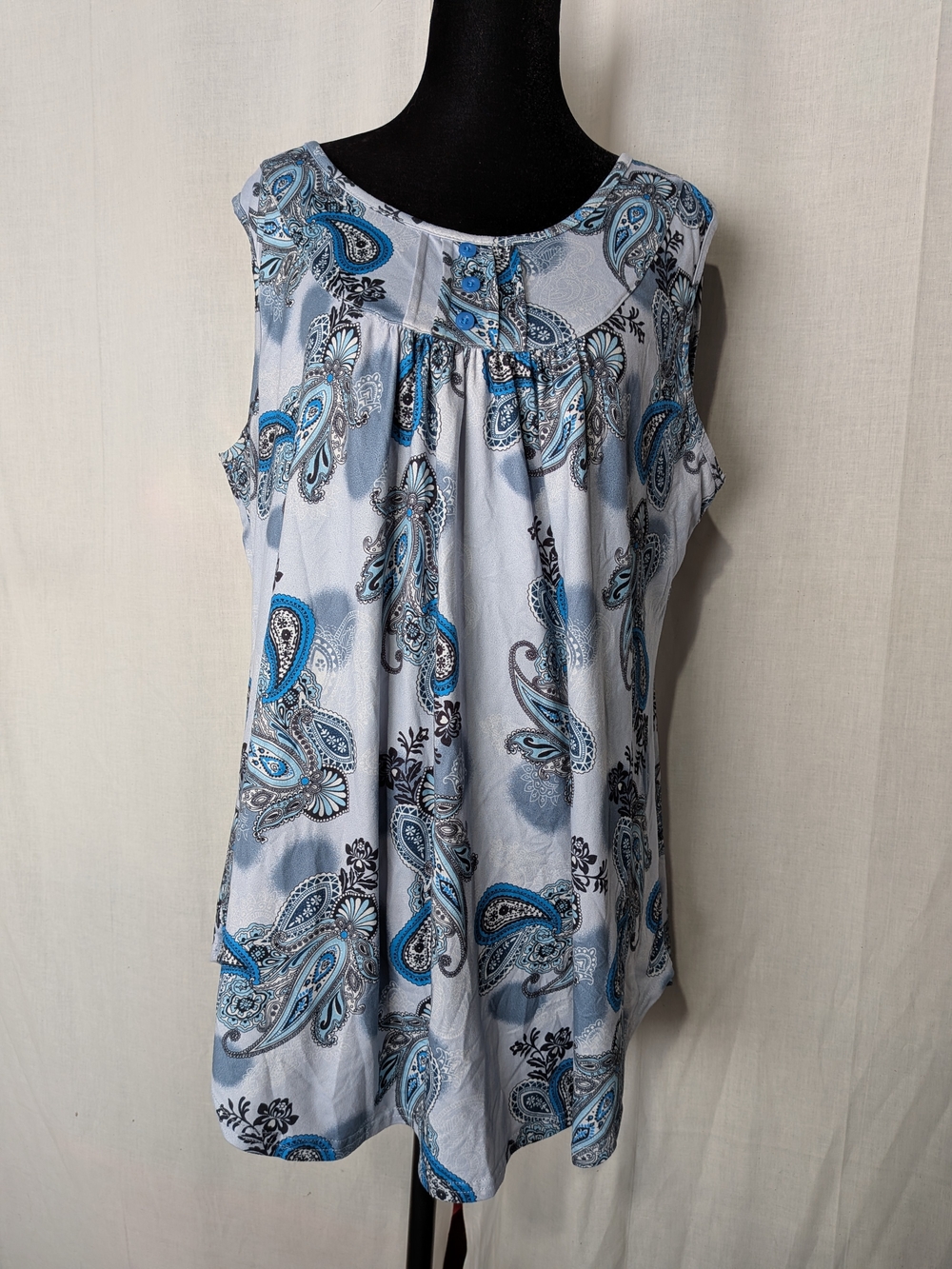 Sleeveless Paisley Print Women's Top - Blue